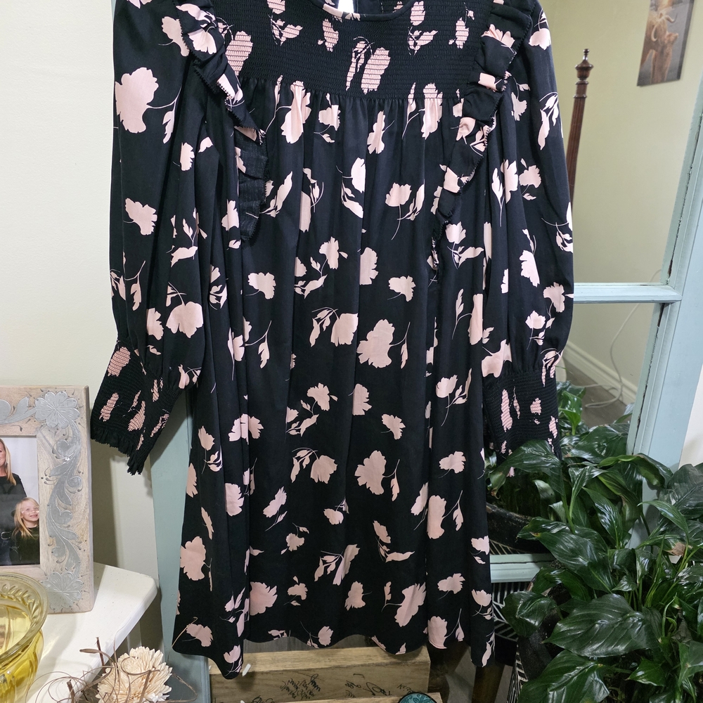 Joie Black Dress with Pink Floral Pattern
